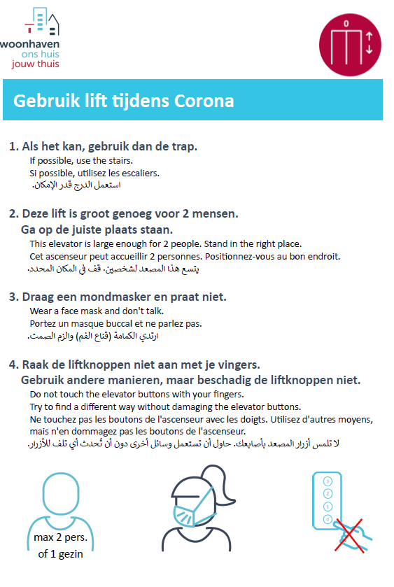 affiche liftgebruik corona